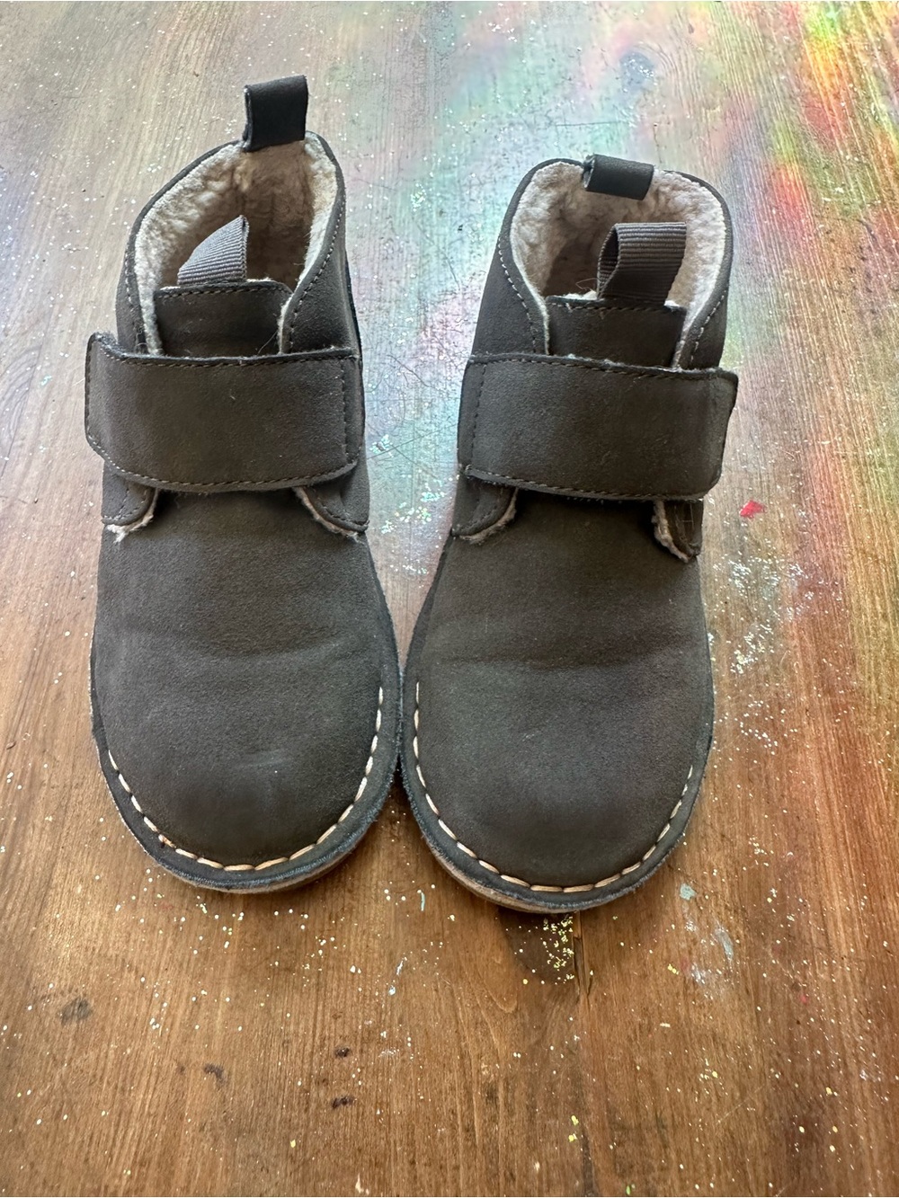 Nordstrom Brown Kids Hook-and-Loop Suede Ankle Boots